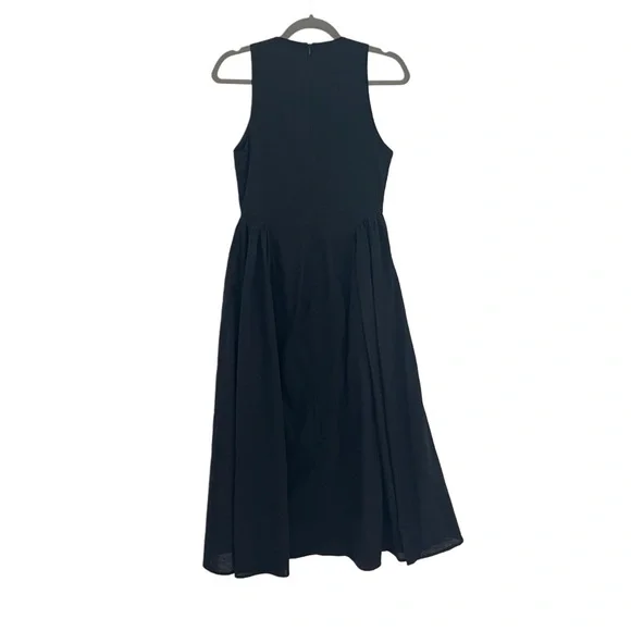 Commense Black Sara Linen Cotton Midi A-line Ballerina Summer Dress S - Picture 3 of 12